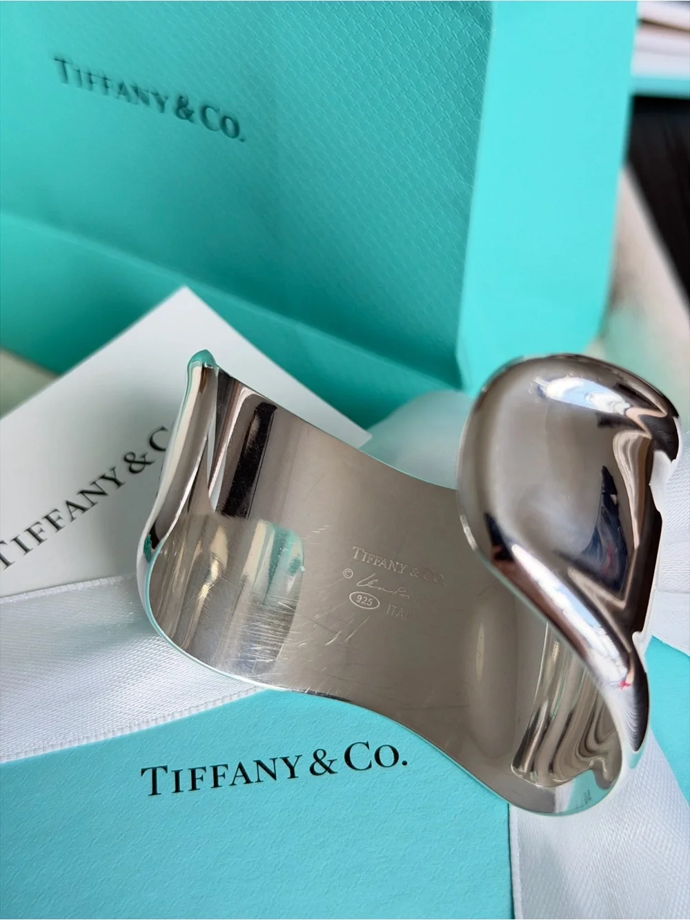 Tiffany & Co. Elsa Peretti Small Bone Cuff Sterling Silver Right Wrist M $2,100